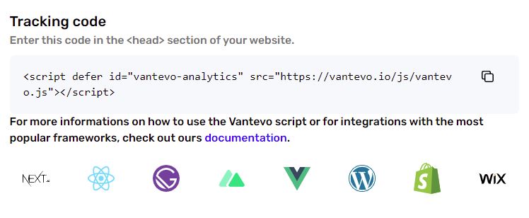how to add vantevo analytics script